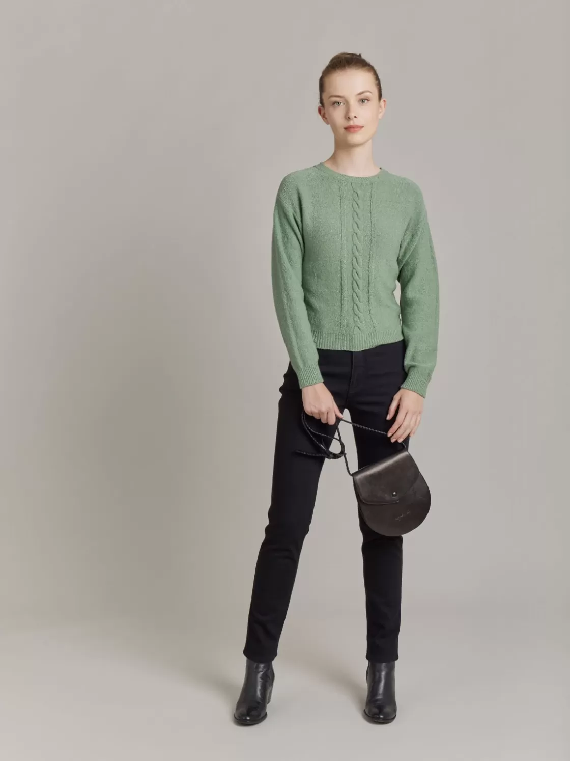 Women agnès b. Sweaters<Green Cotton Topside Sweater