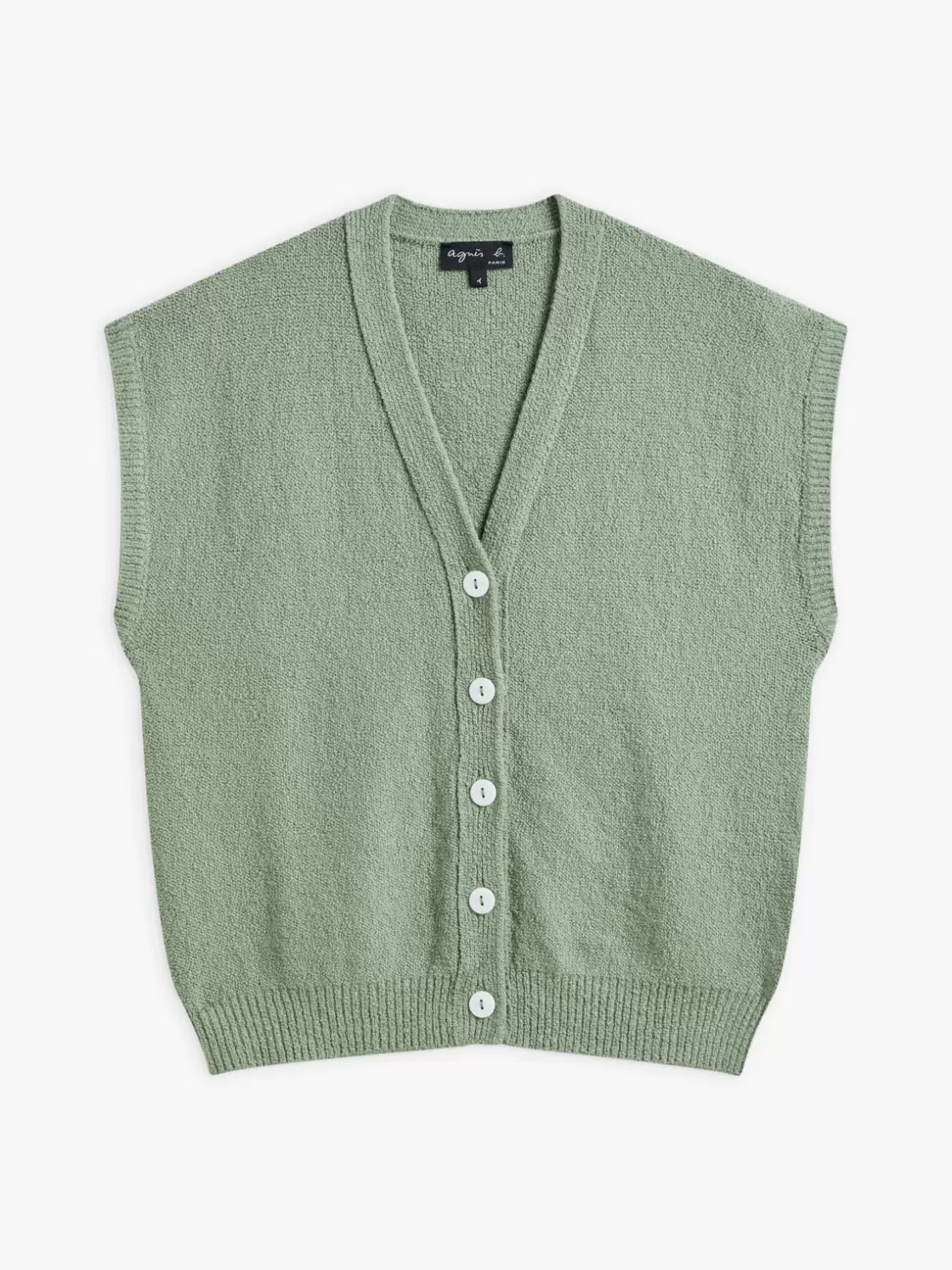 Women agnès b. Sweaters<Green Cotton Vest Cardigan