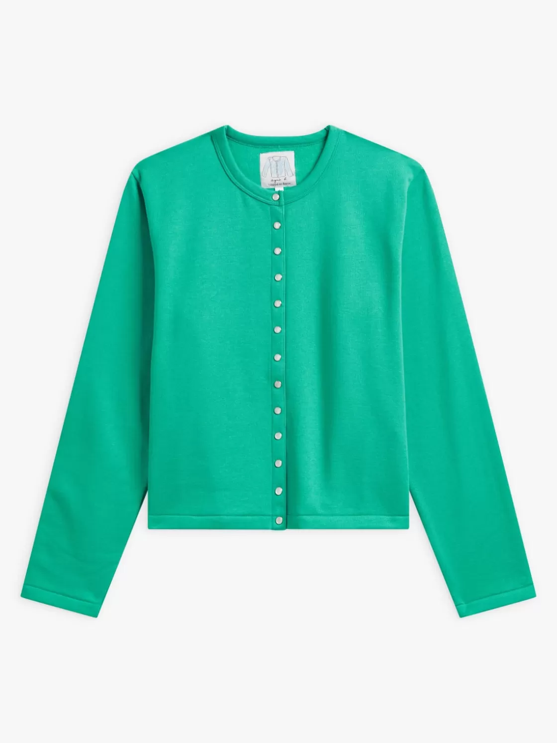 Women agnès b. Cardigans<Green Le Classique Fleece Snap Cardigan