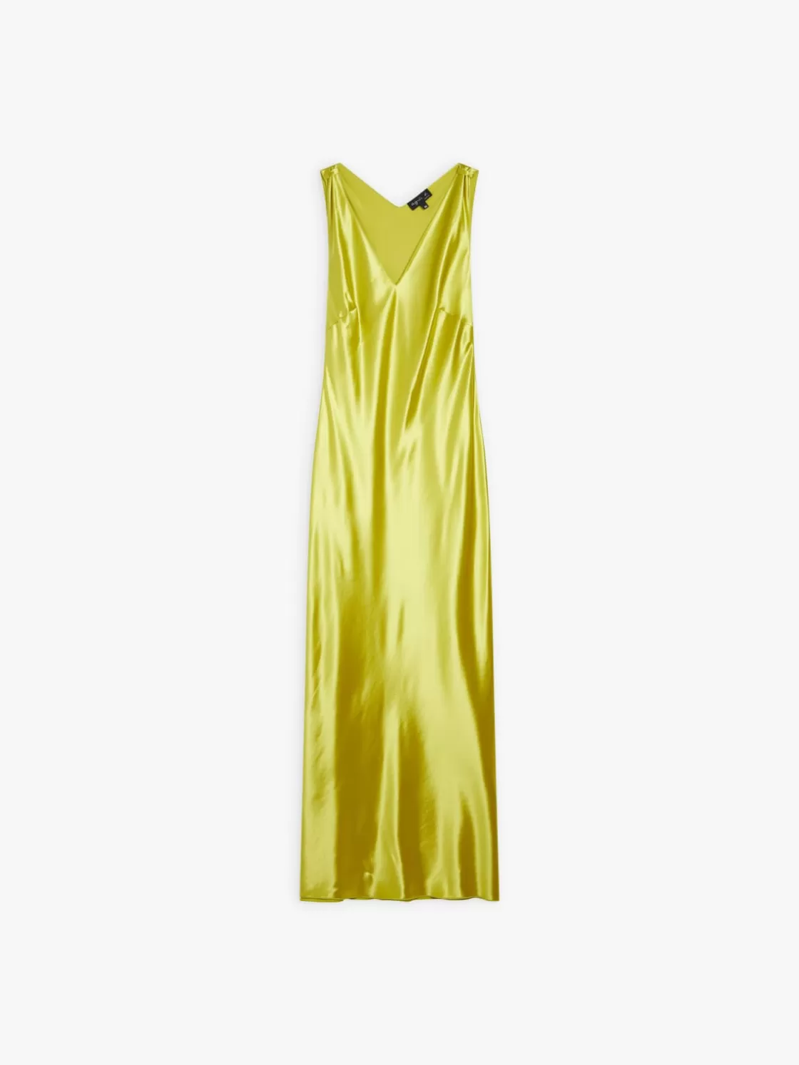 Women agnès b. Dresses<Green Viscose Satin Long Dress