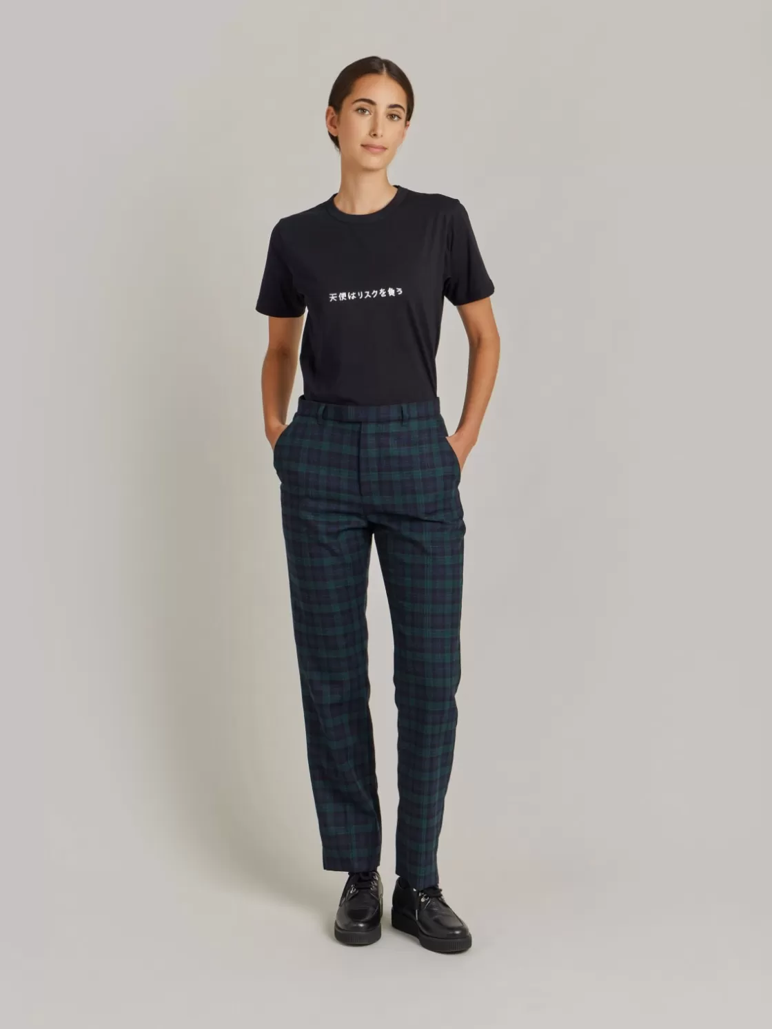 Women agnès b. Pants & Jeans<Green Wool Checked Fergie Pants