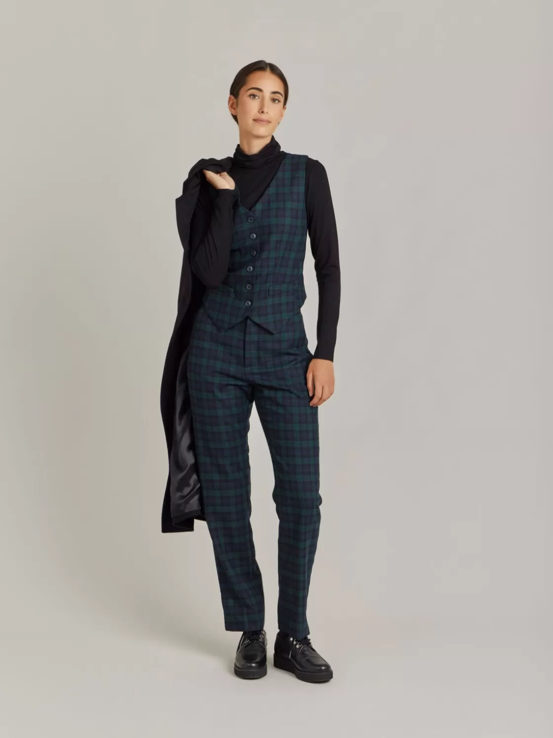 Women agnès b. Jackets & Coats<Green Wool Checked Vivian Vest