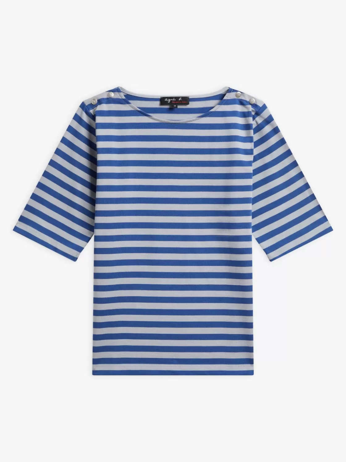 Women agnès b. T-Shirts & Tank Tops<Grey And Blue Cotton Striped Cancale T-shirt