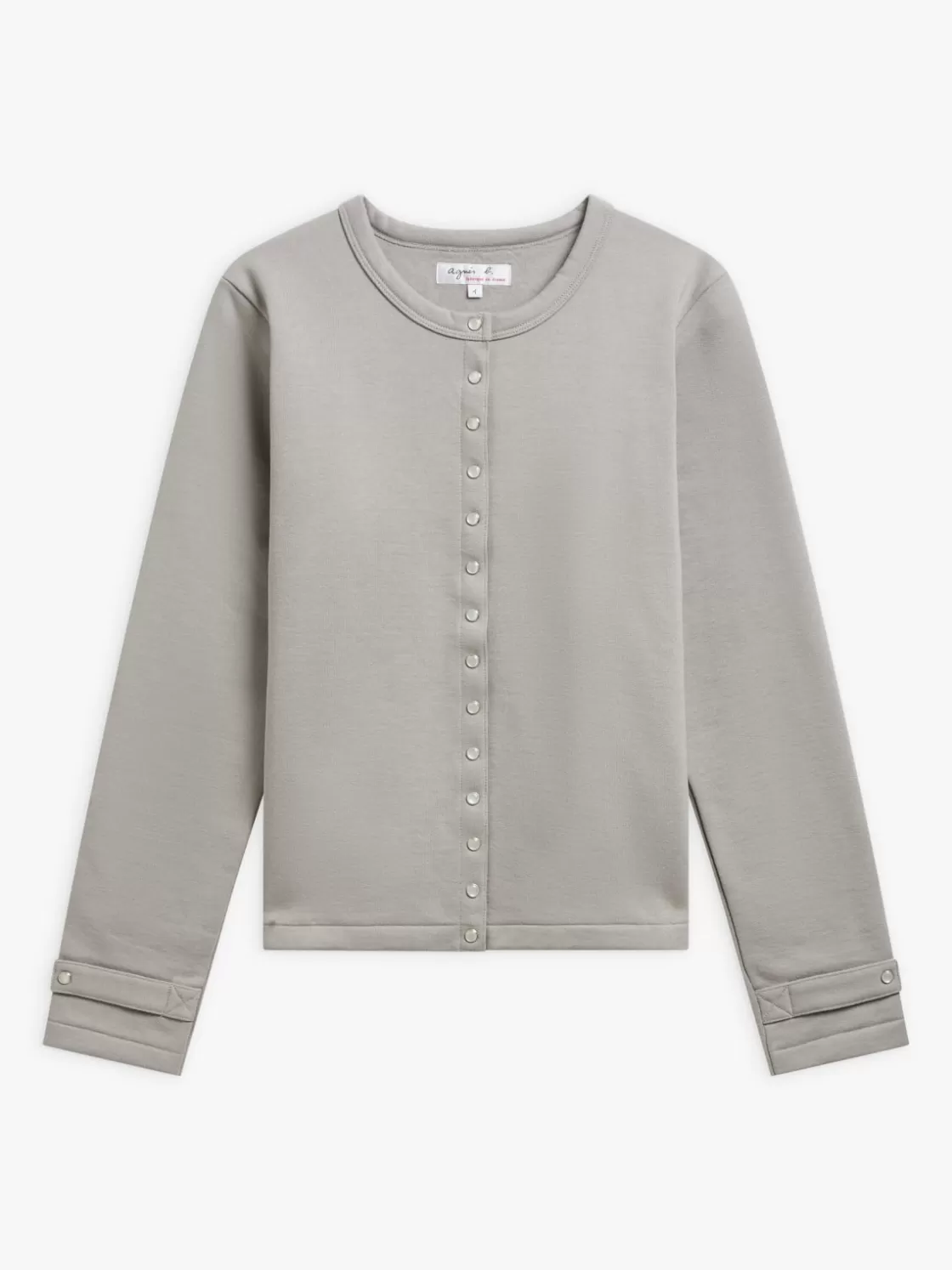 Women agnès b. Cardigans<Grey Cotton Fleece Rosana Snap Cardigan