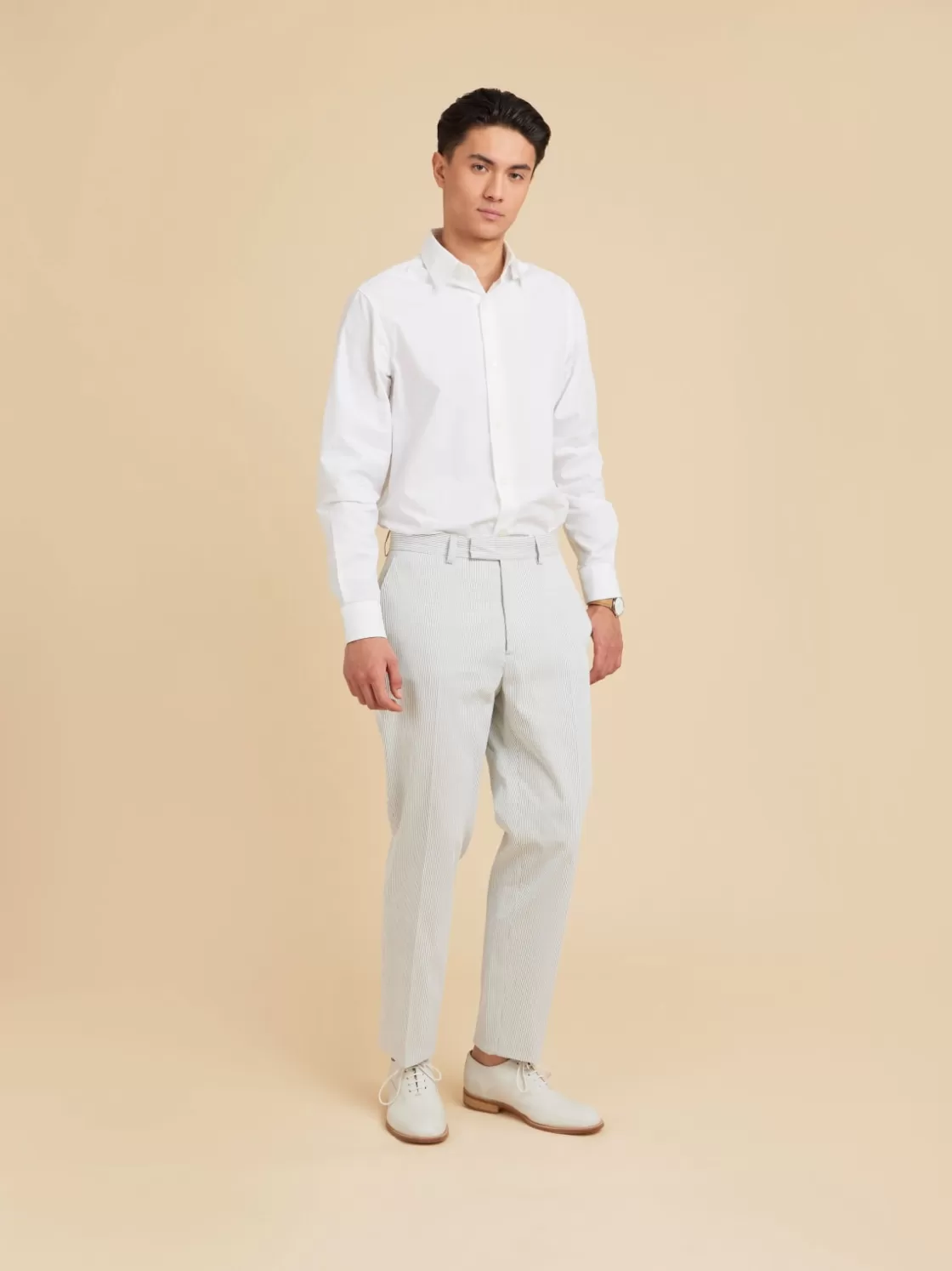 agnès b. Suits | Pants<Grey Cotton Vertical Striped Jamming Pants