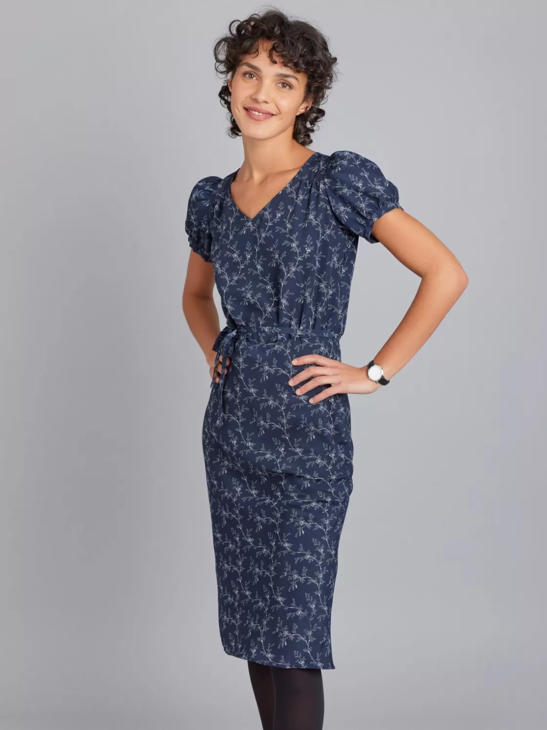 Women agnès b. Dresses<Midnight Blue Floral Print Pommy Dress