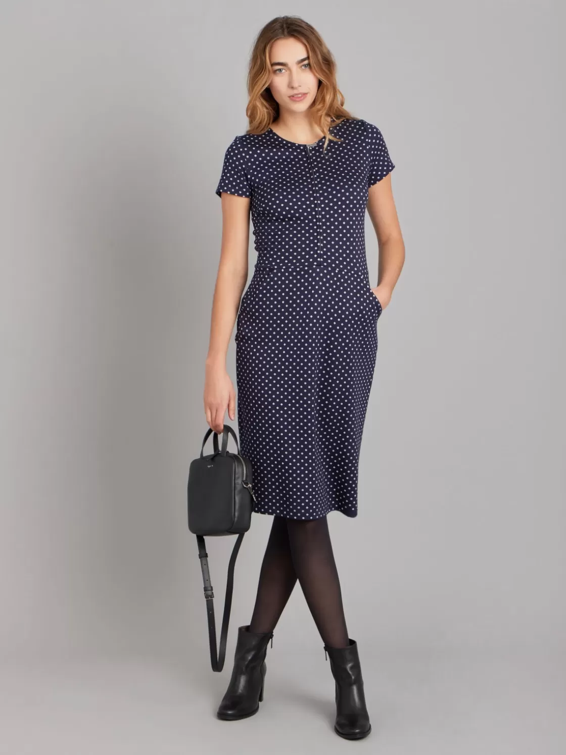 Women agnès b. Dresses<Midnight Blue Polka Dot Ville Sheath Dress