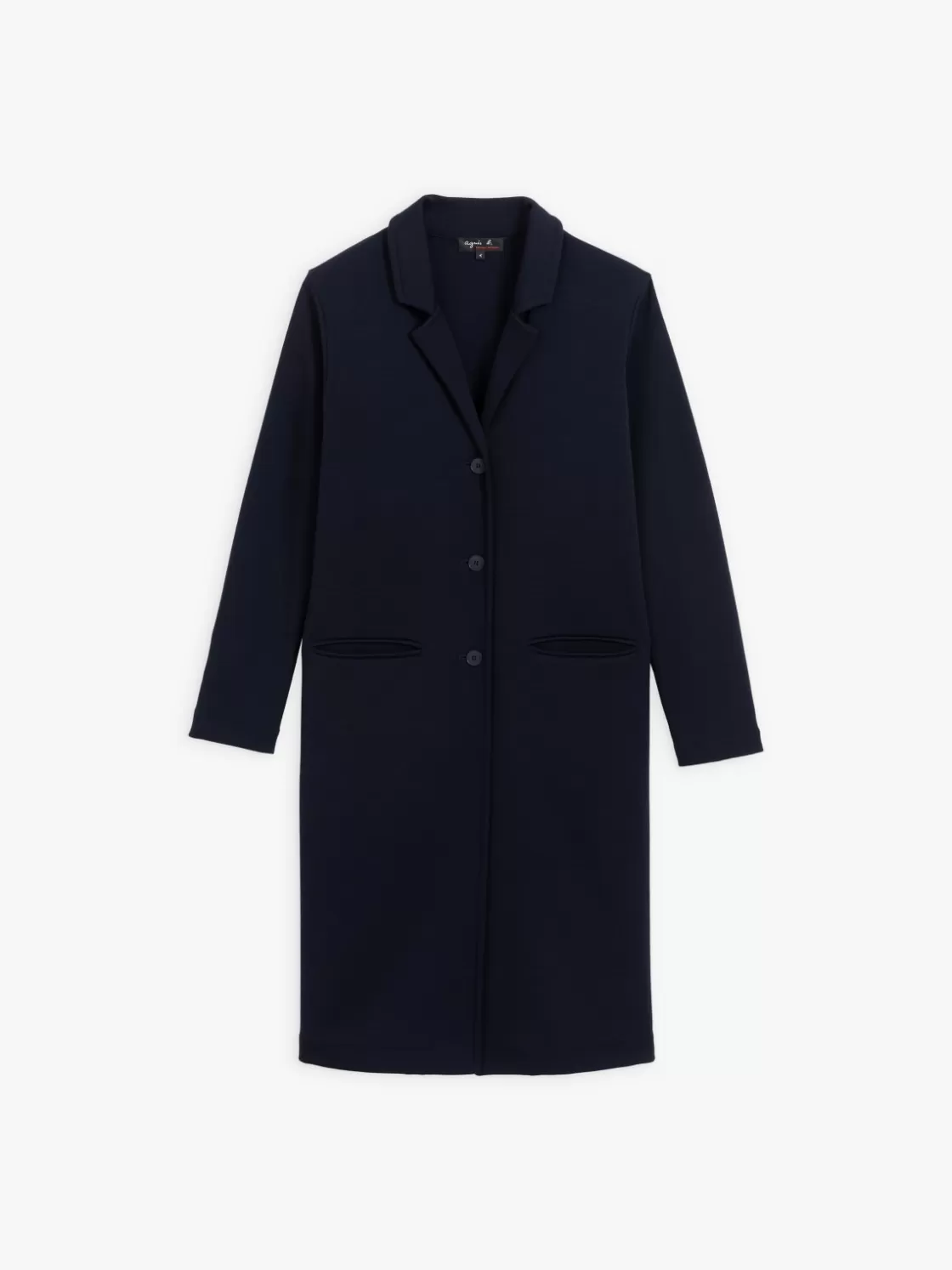 Women agnès b. Jackets & Coats<Midnight Blue Wool Jersey Shadow Coat