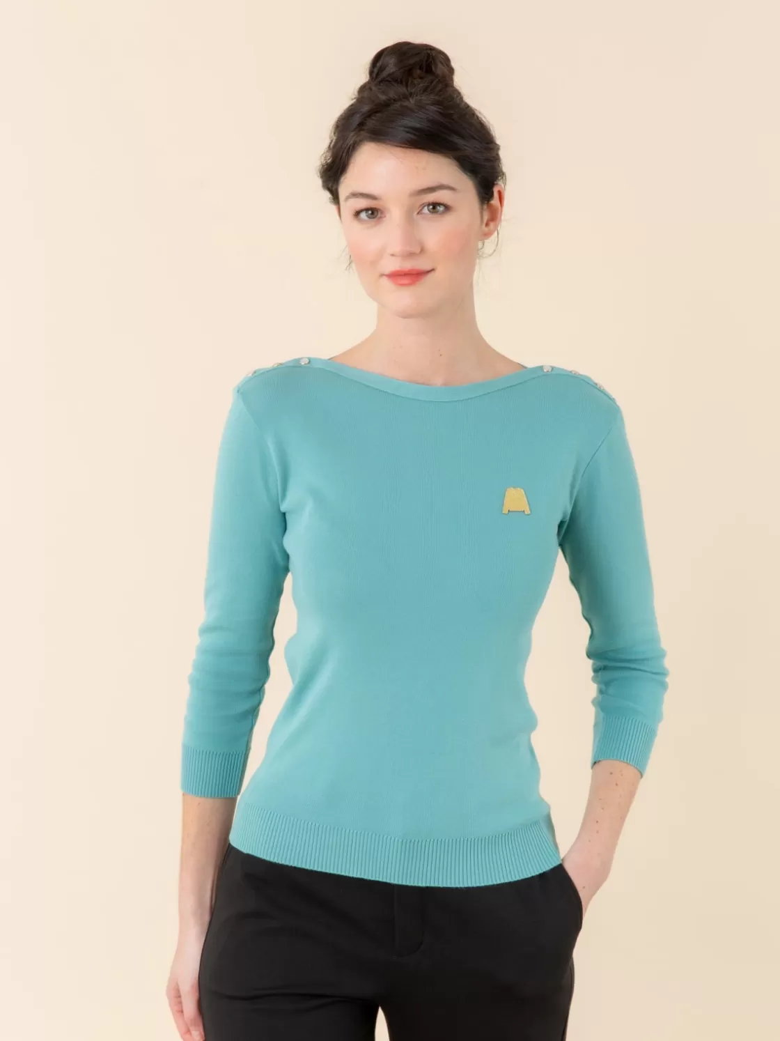 Women agnès b. Sweaters | T-Shirts & Tank Tops<Mint Green Badiane Nacre Sweater