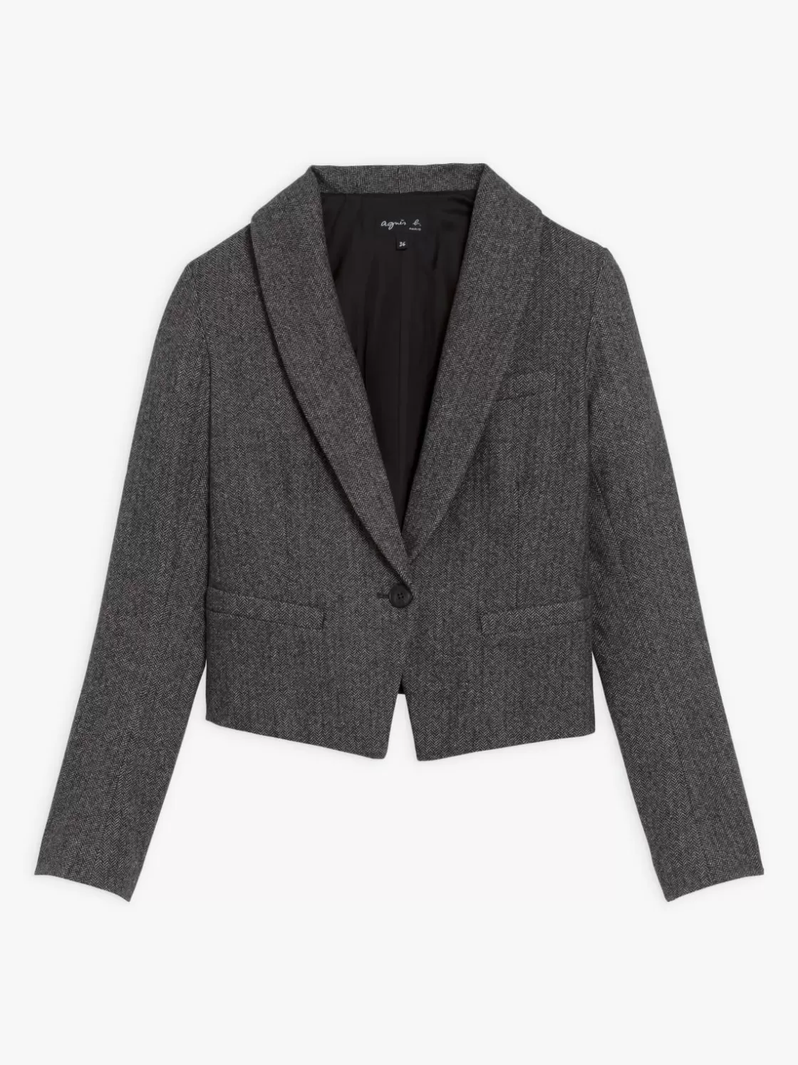 Women agnès b. Jackets & Coats<Mottled Grey Herringbone Wool Blend Jacket