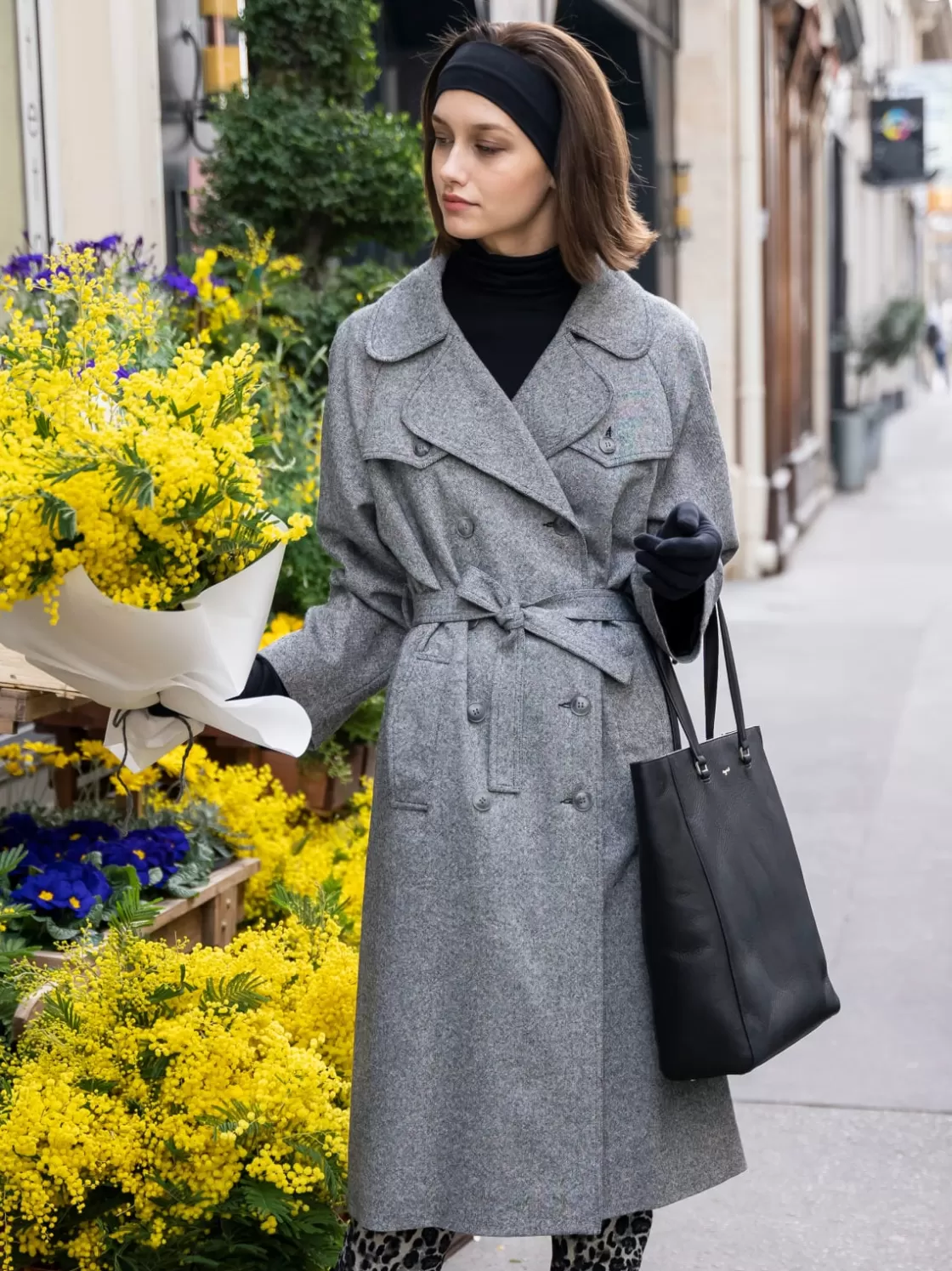 Women agnès b. Jackets & Coats<Mr. Porte Tweed Trench Coat With Raglan Sleeves