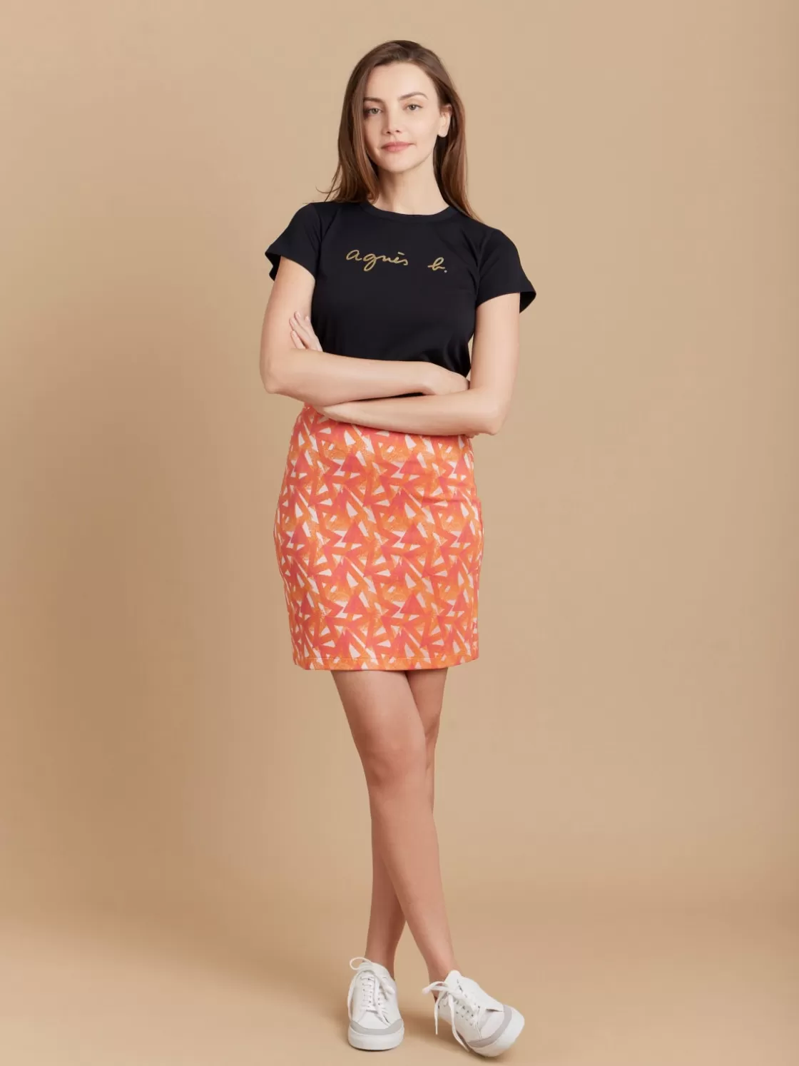 Women agnès b. Skirts & Shorts<Orange Fancy Jacquard Short Ninn Skirt