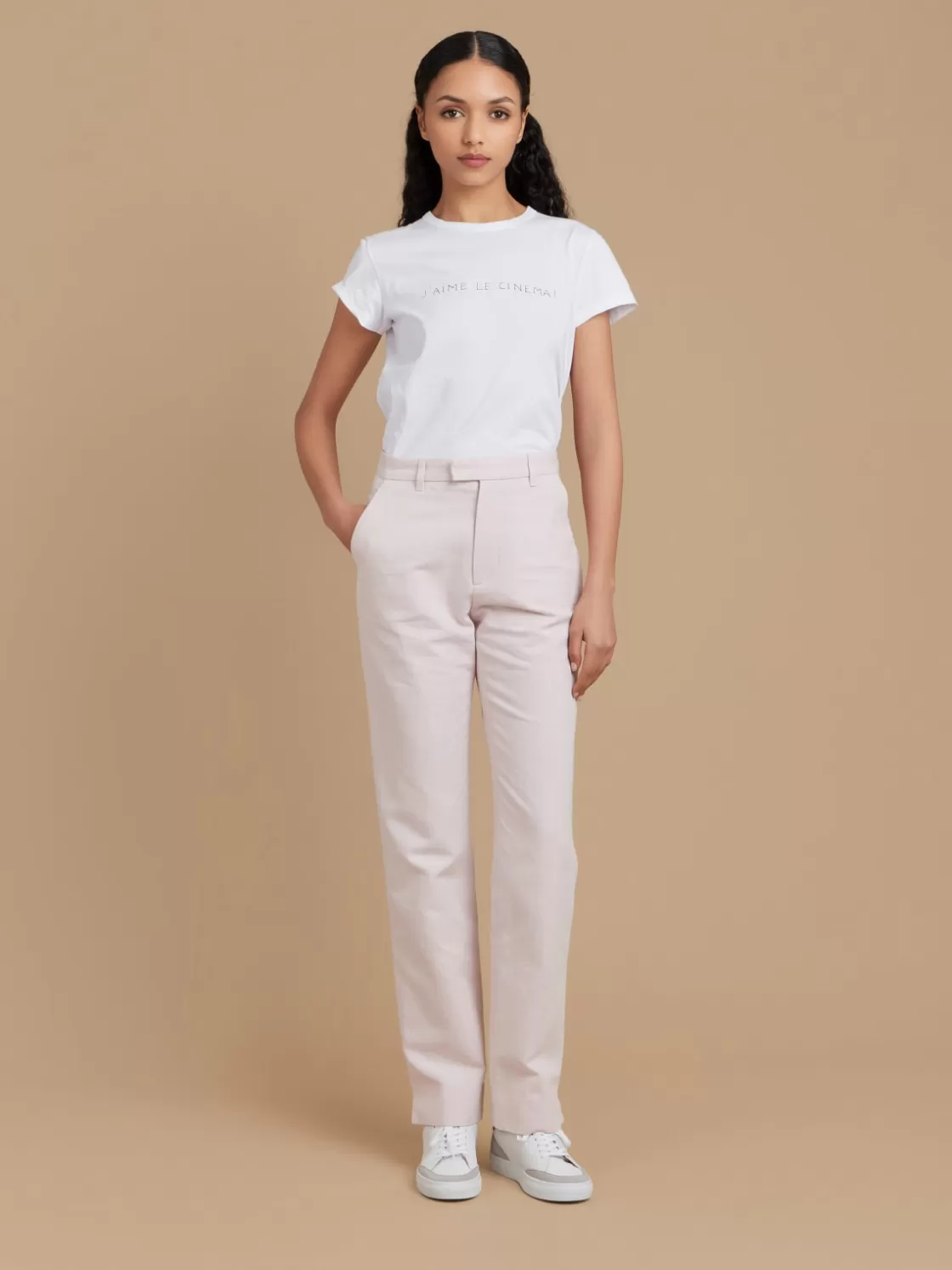 Women agnès b. Pants & Jeans<Pink Cotton Straight Fergie Pants