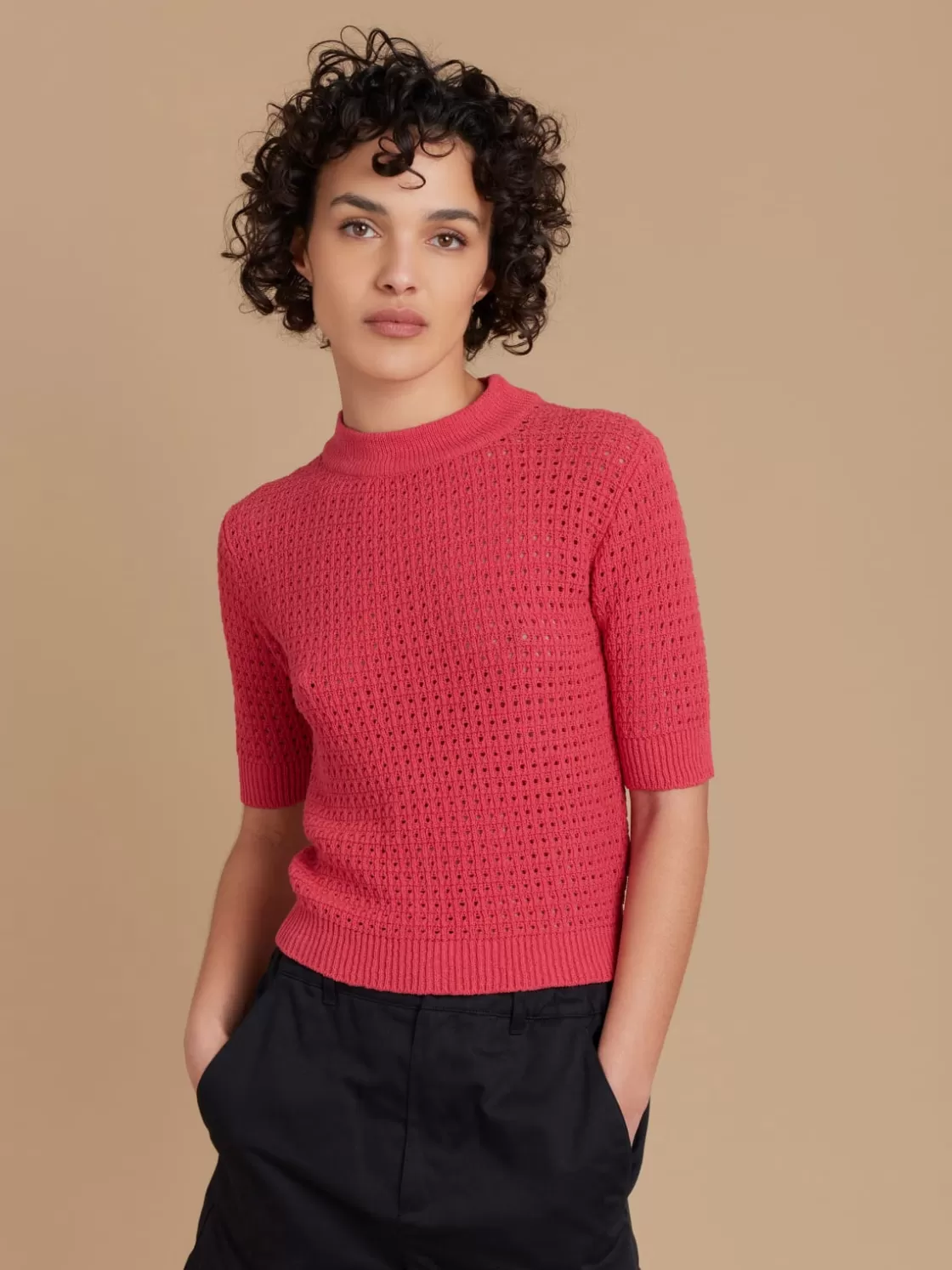 Women agnès b. Sweaters<Red Cotton Biscotte Sweater