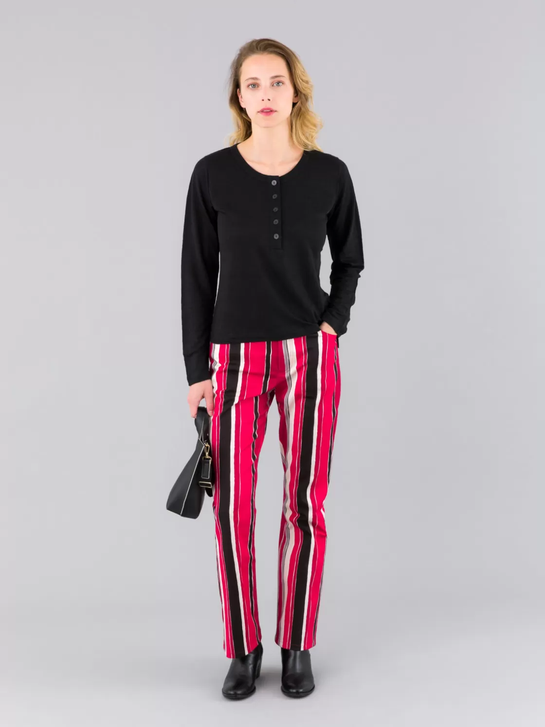 Women agnès b. Pants & Jeans<Red Cotton High-waisted Flared Jeans