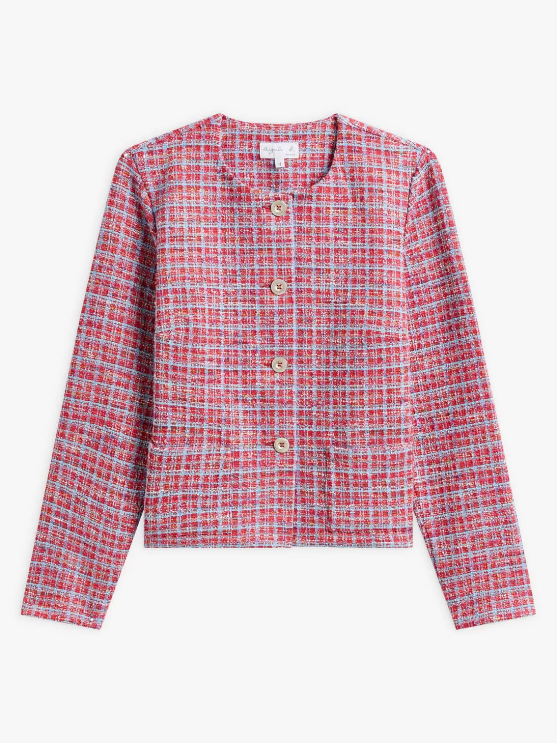 Women agnès b. Jackets & Coats<Red Cotton Tweed Checked Illy Jacket