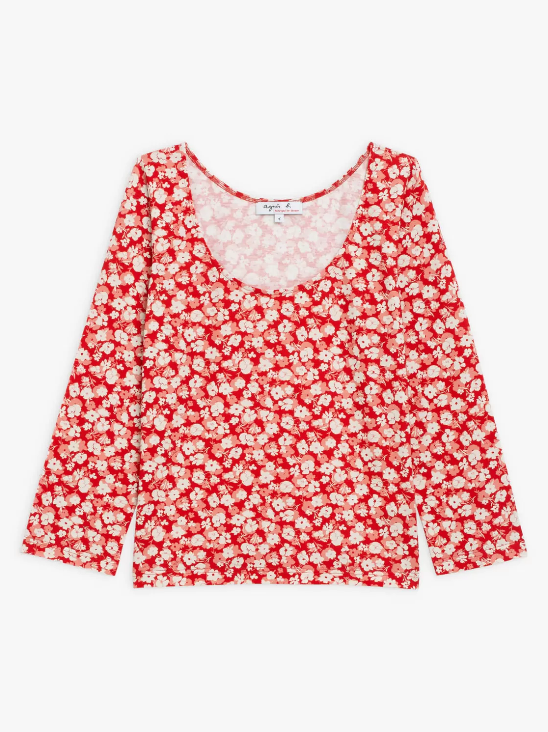 Women agnès b. T-Shirts & Tank Tops<Red Floral Print Bandol T-shirt