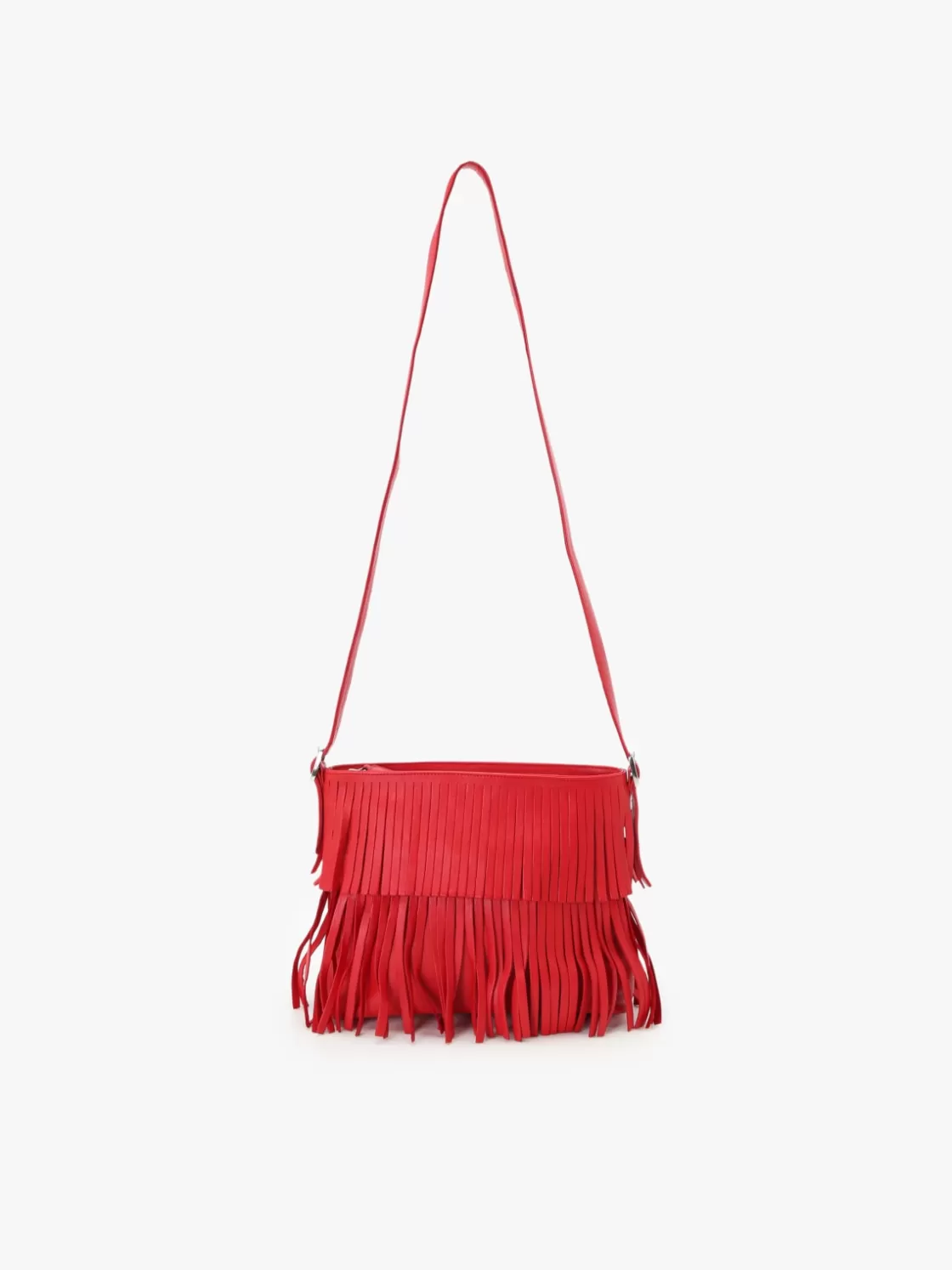 Women agnès b. Shoulder & Crossbody Bags<Red Lamb Leather Carmen Bag With Fringes