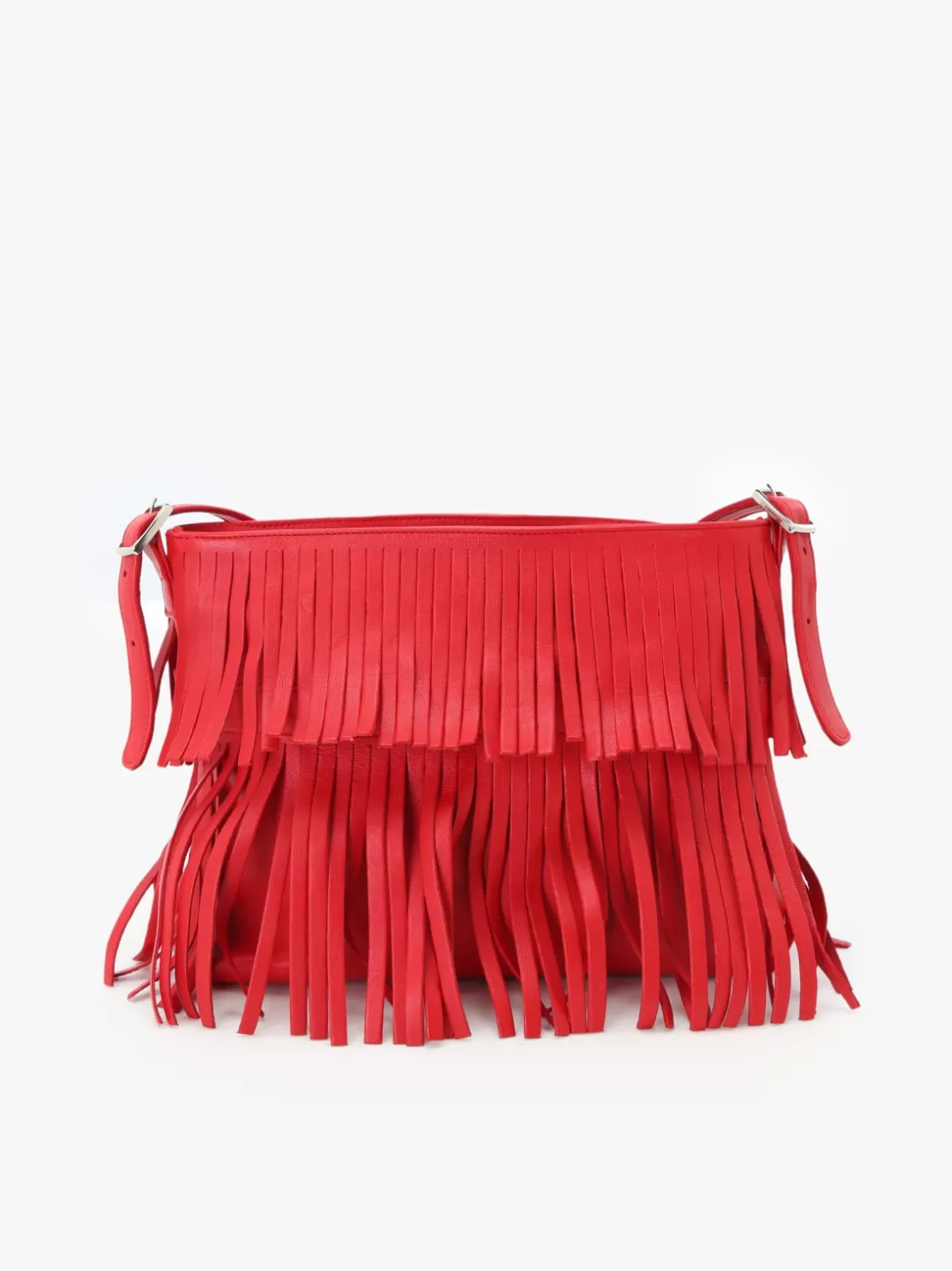 Women agnès b. Shoulder & Crossbody Bags<Red Lamb Leather Carmen Bag With Fringes