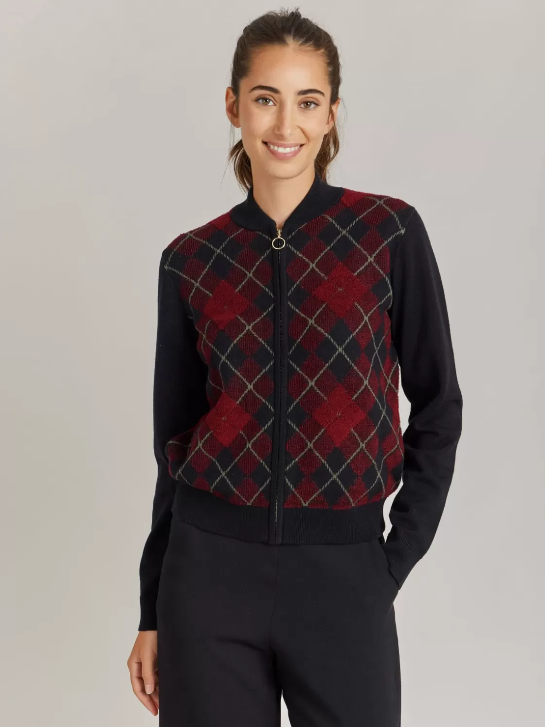 Women agnès b. Jackets & Coats<Red Wool Jacquard Class Jacket