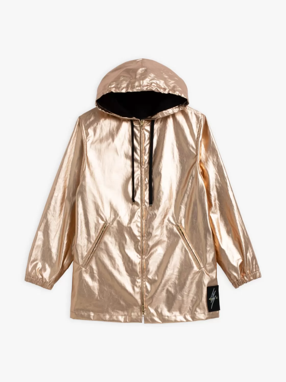 Women agnès b. Jackets & Coats<Reversible Parka With One Side In Lamé Bink And The Other In Cotton Black