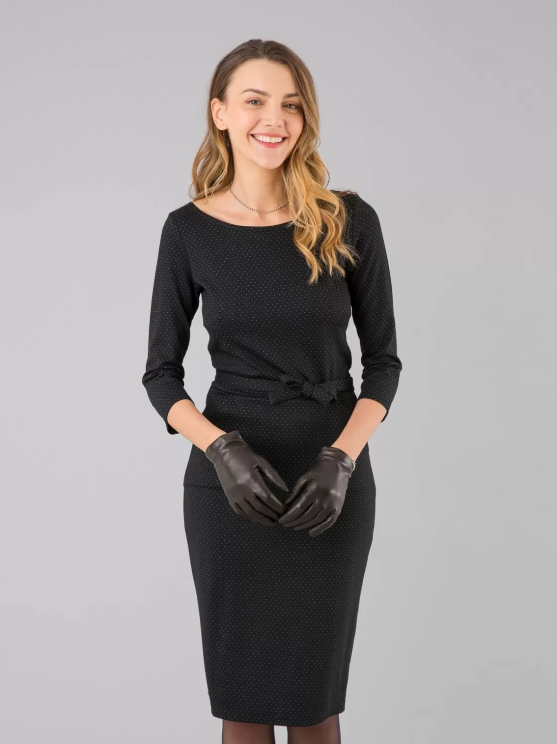 Women agnès b. Dresses<Vitti Black Dress With 3/4-length Sleeves And White Stitching