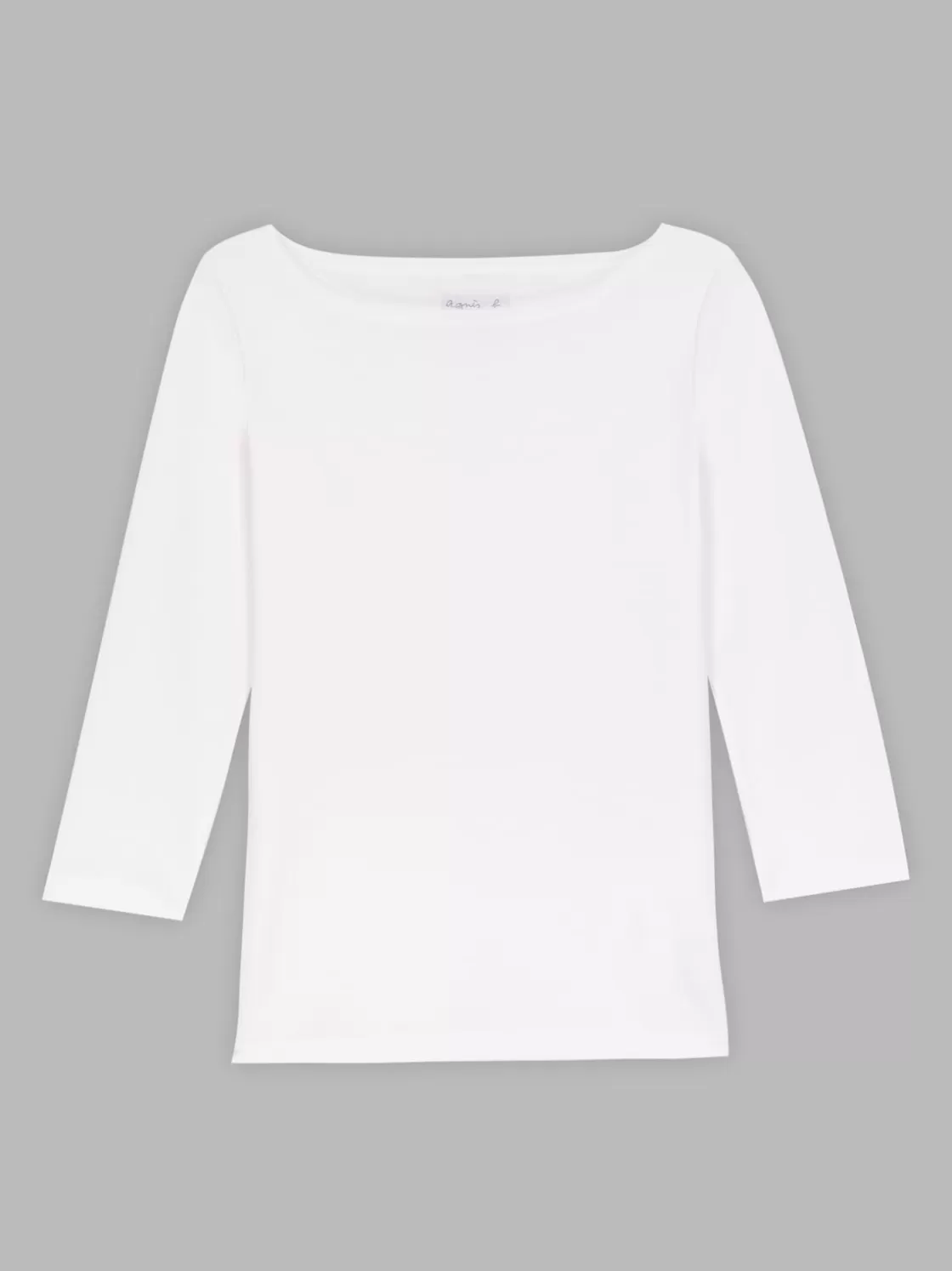 Women agnès b. T-Shirts & Tank Tops<White 3/4 Sleeve Cotton Léopard T-shirt