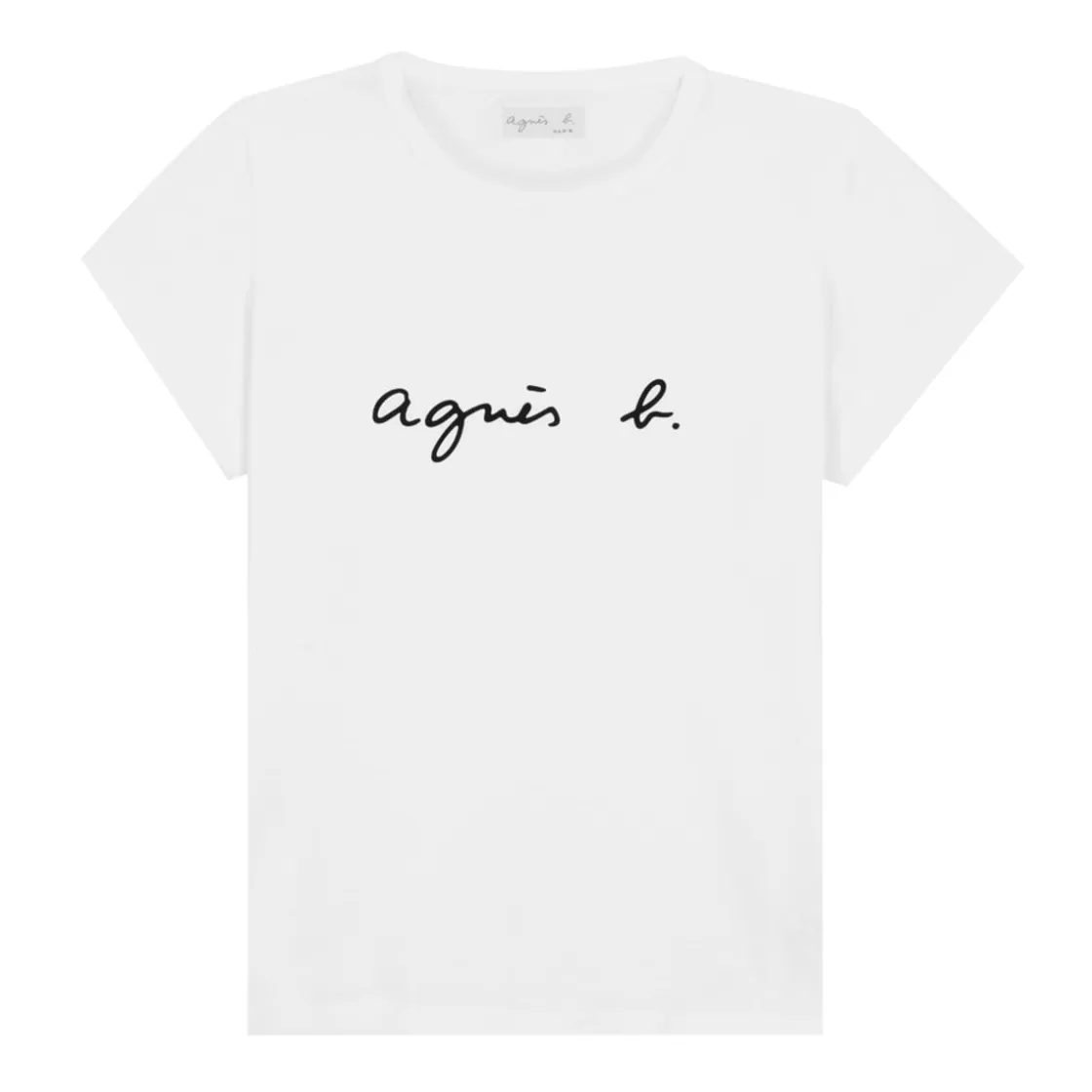 Women agnès b. T-Shirts & Tank Tops<White Cotton Brando "" Logo T-shirt