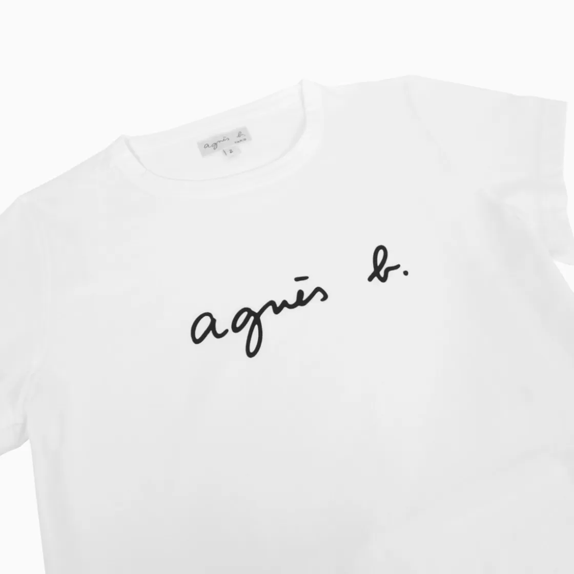 Women agnès b. T-Shirts & Tank Tops<White Cotton Brando "" Logo T-shirt