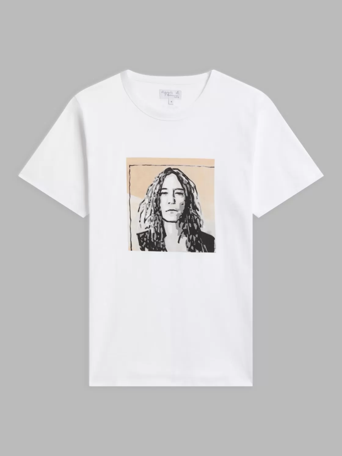agnès b. Artist's Collection | T-Shirts & Polos<White Cotton Brando T-shirt With Artist Rafael Gray