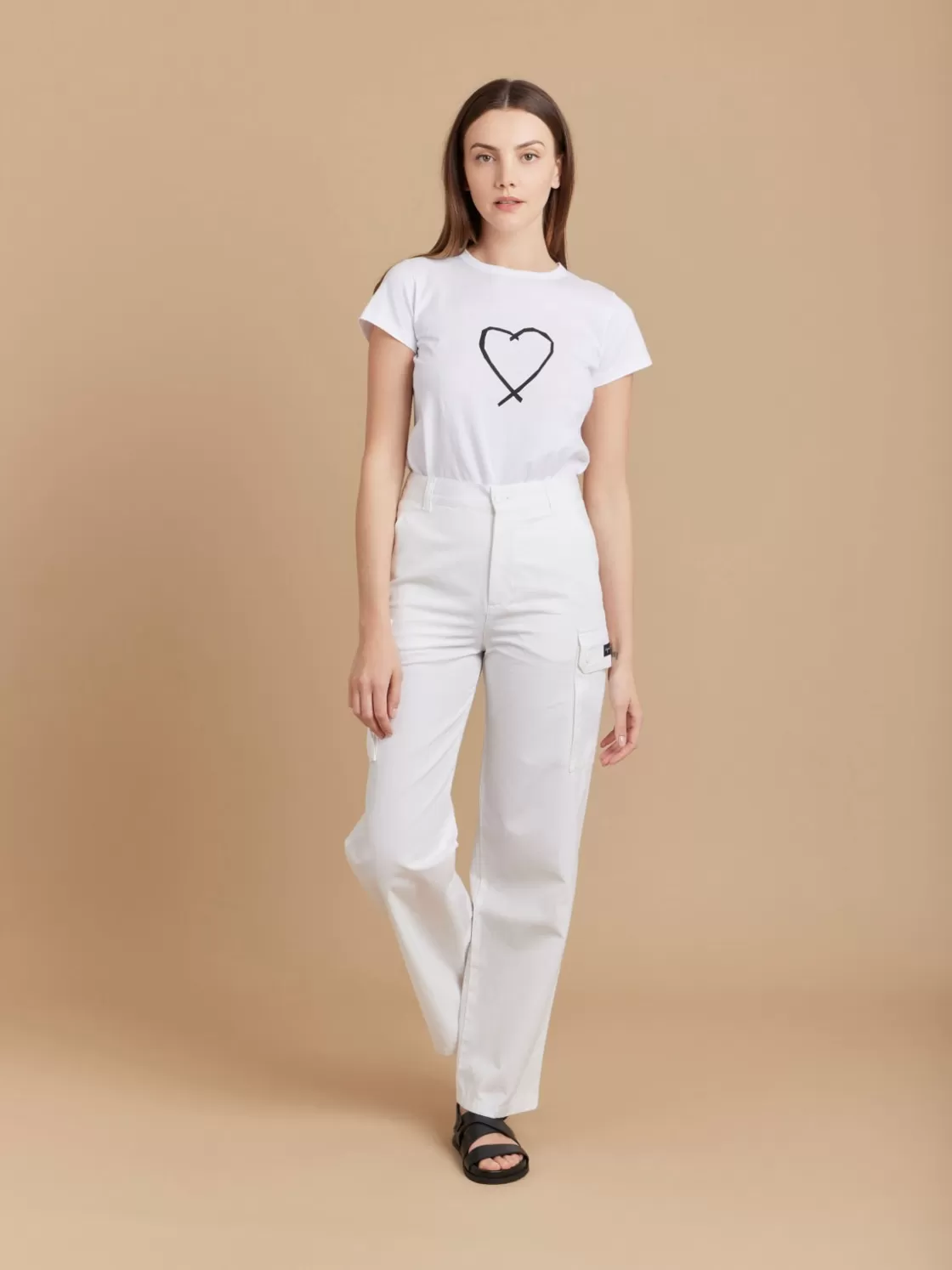 Women agnès b. Pants & Jeans<White Cotton Canvas Treillis Pants