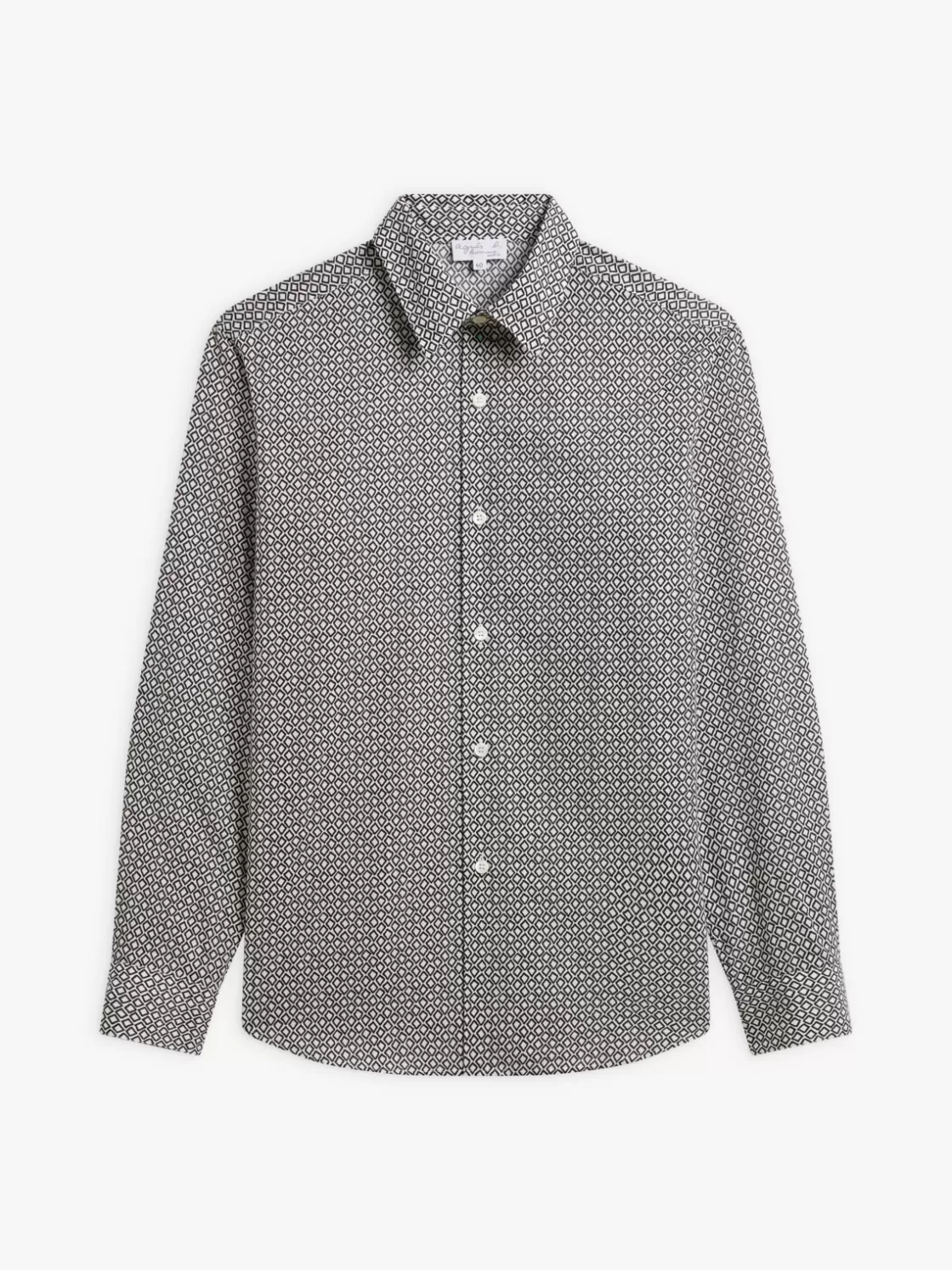 agnès b. Suits | Shirts<White Cotton Geometric Print Thomas Shirt