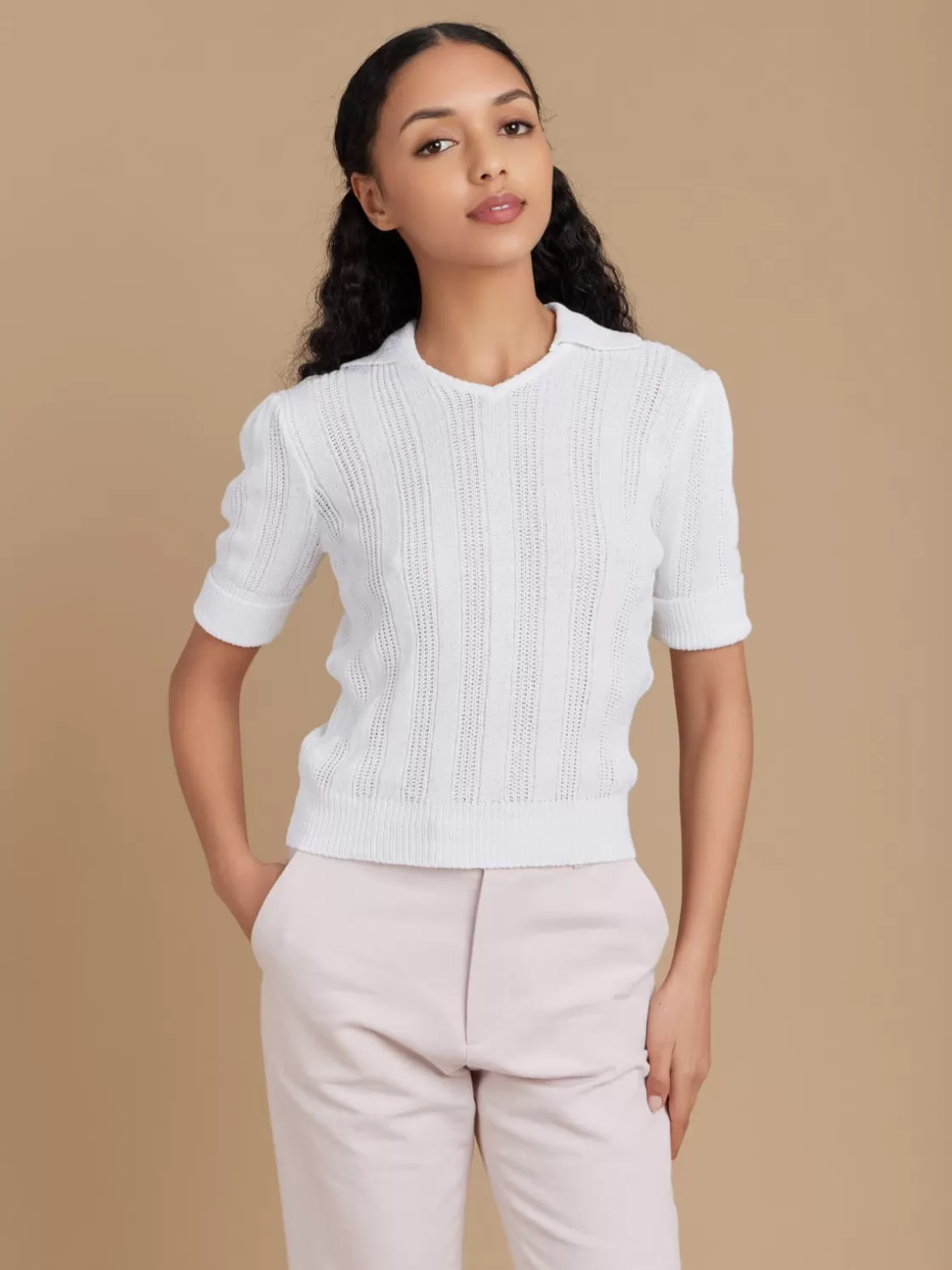 Women agnès b. Sweaters<White Cotton Justine Sweater