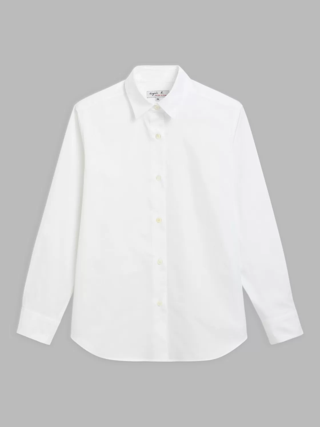 Women agnès b. Tops & Shirts<White Cotton Long-sleeved Twill Shirt