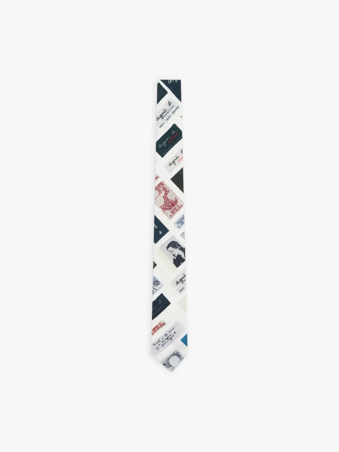 agnès b. Ties & Bow Ties<White Cotton Printed Motifs Label Tie