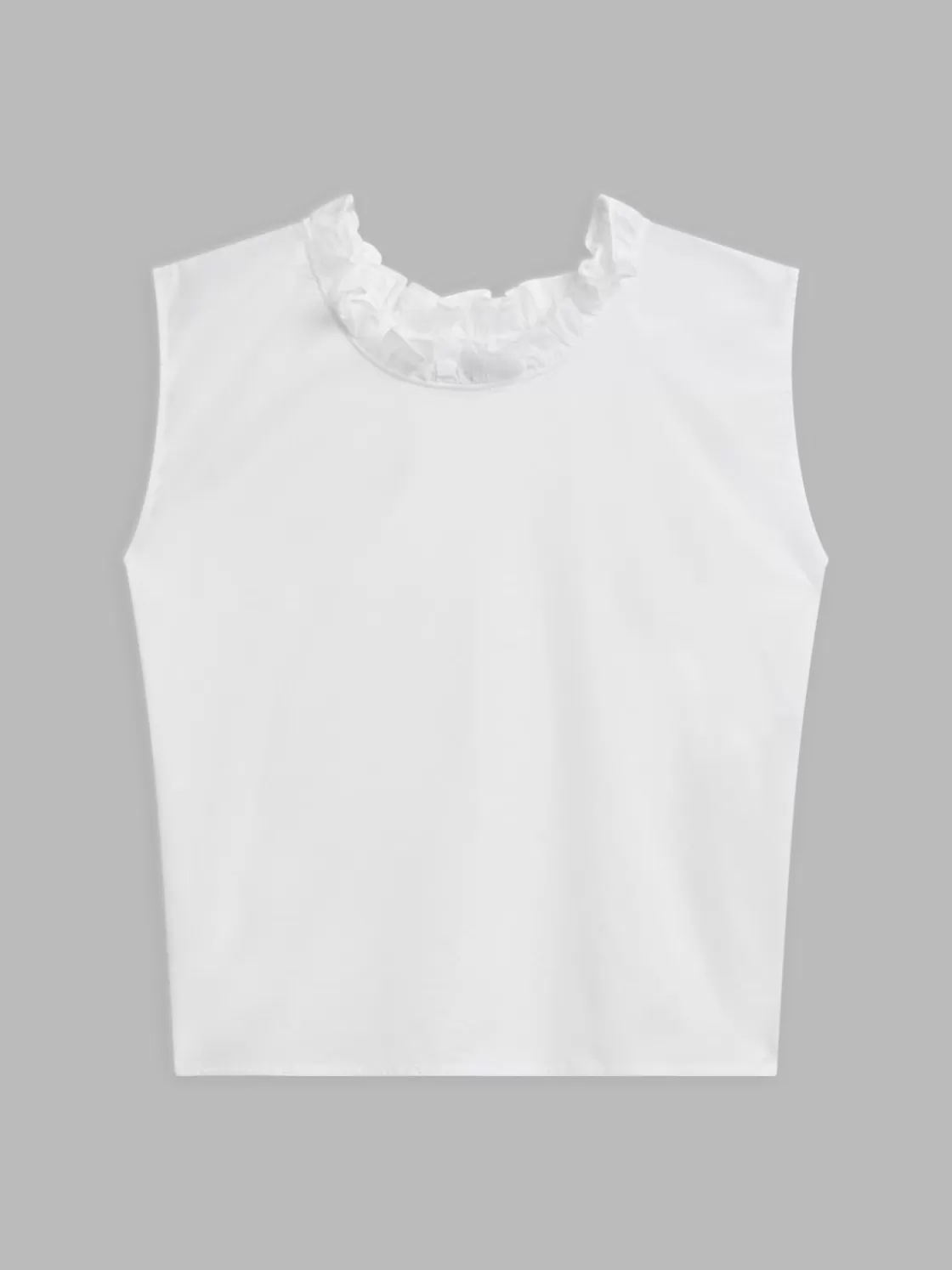 Women agnès b. Tops & Shirts<White Cotton Ruffled Neck Top