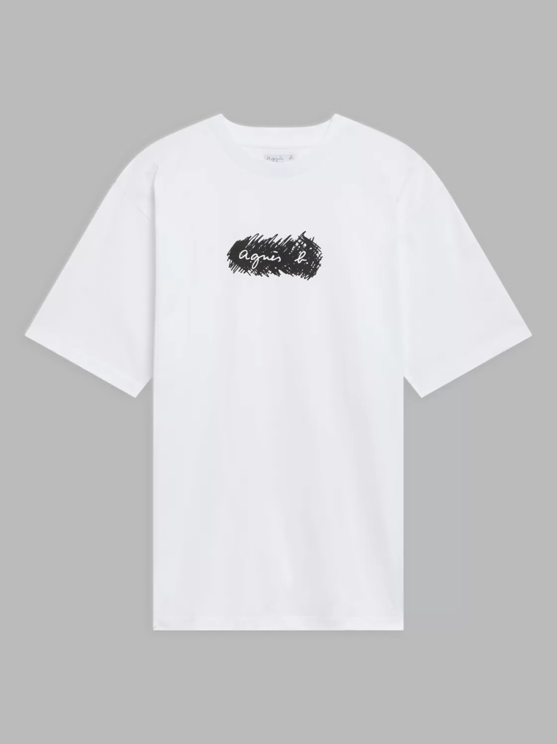 agnès b. T-Shirts & Polos<White Cotton Screen-printed Christof T-shirt