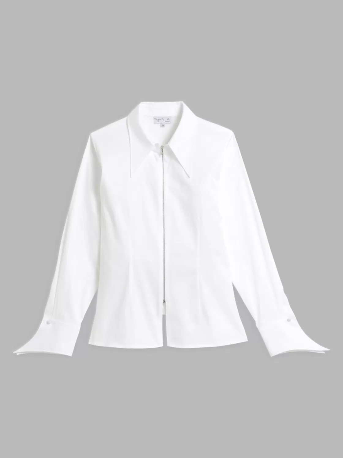 Women agnès b. Tops & Shirts<White Cotton Zipped Shirt