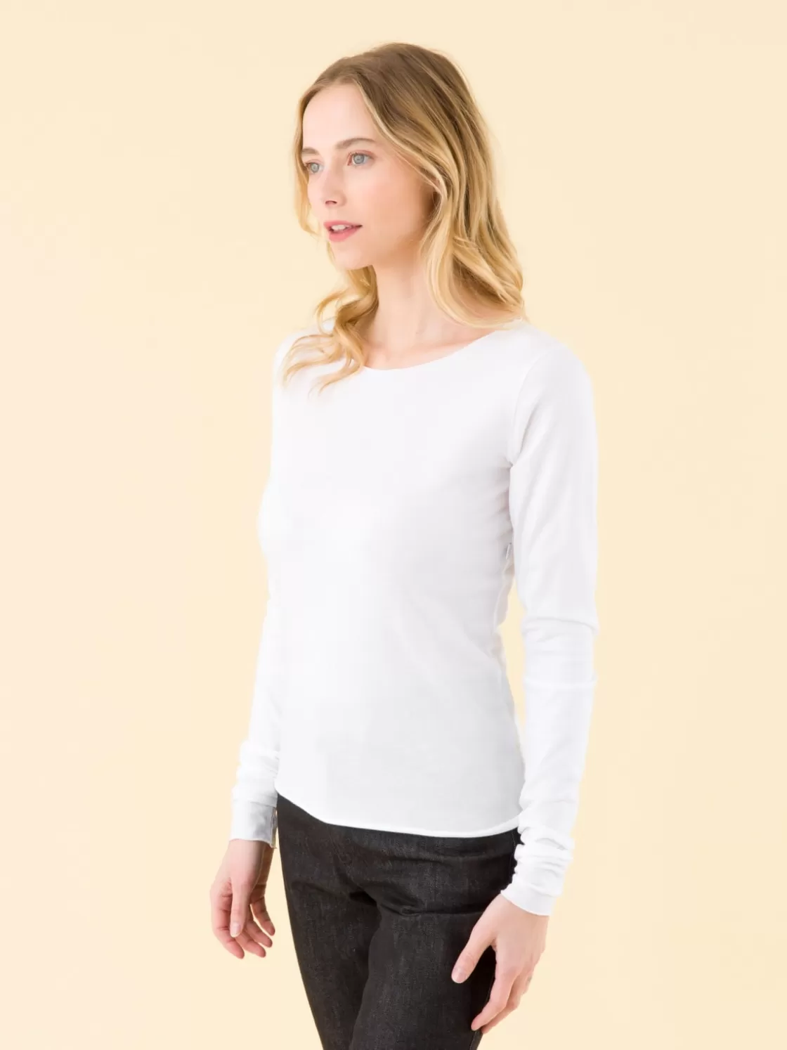 Women agnès b. T-Shirts & Tank Tops<White Extra-long Sleeves Ultra T-shirt