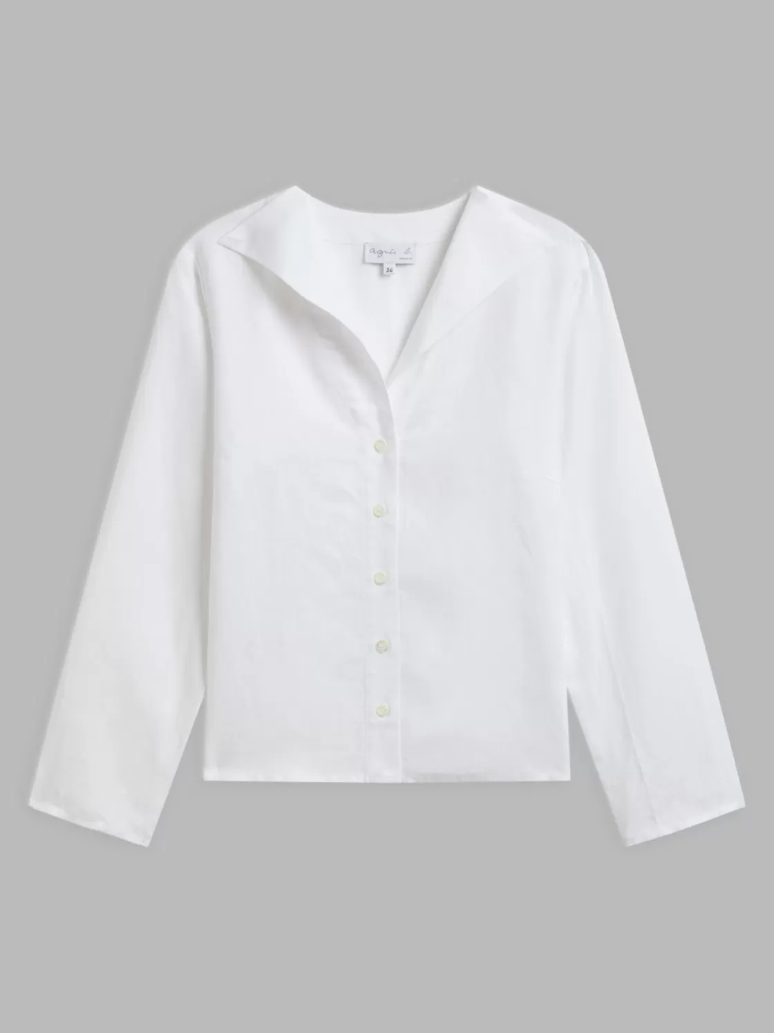 Women agnès b. Tops & Shirts<White Linen 3/4-sleeve Shirt