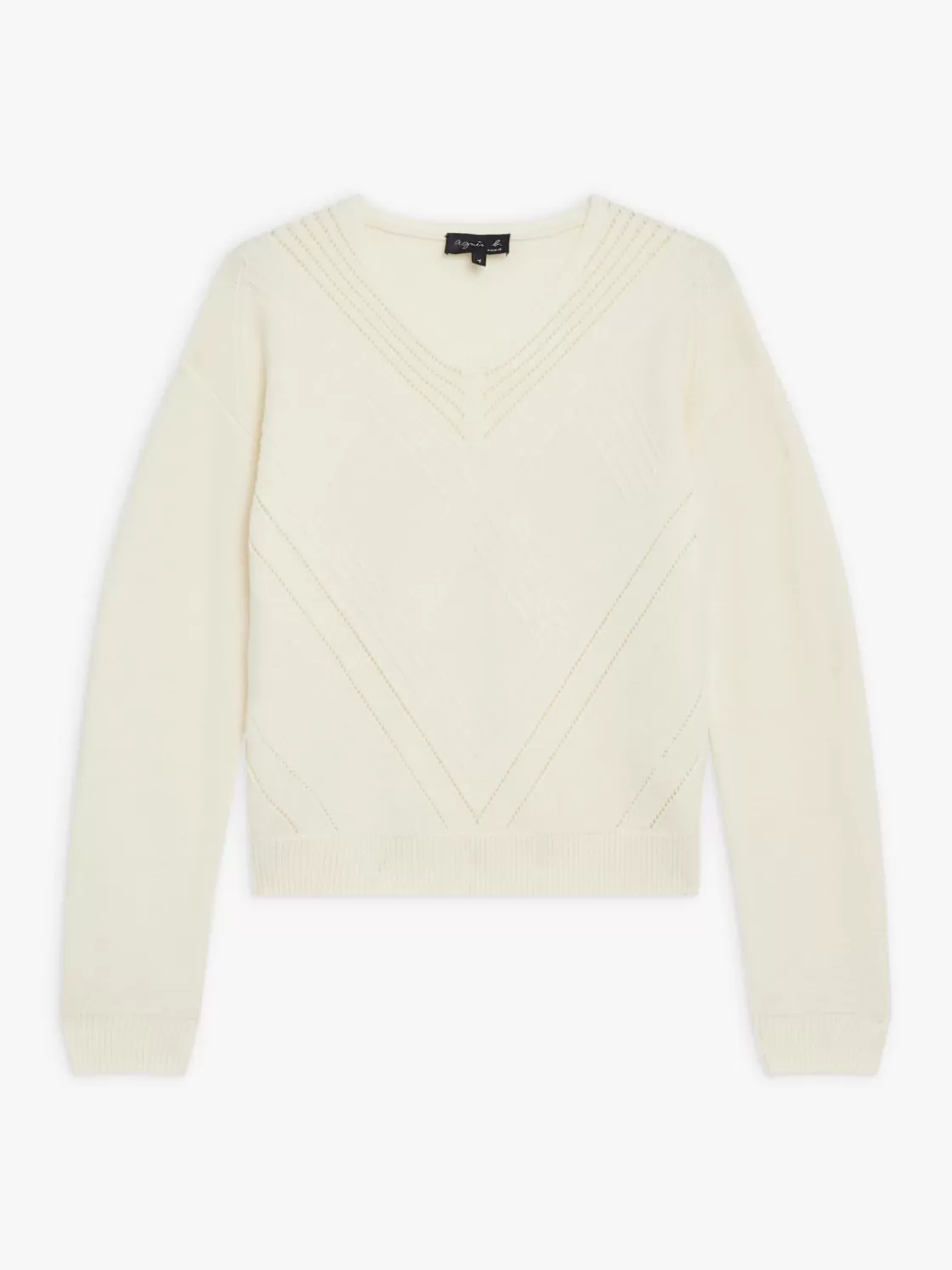 Women agnès b. Sweaters<White Merino Wool Sugar Sweater