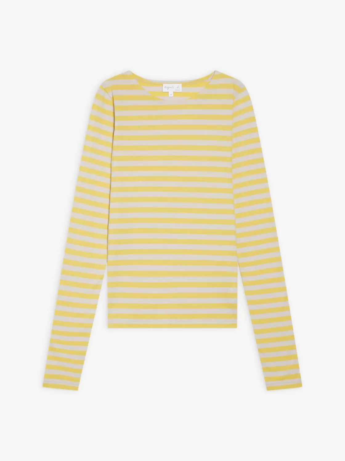 Women agnès b. T-Shirts & Tank Tops<Yellow And Beige Cotton Striped Knoxy T-shirt