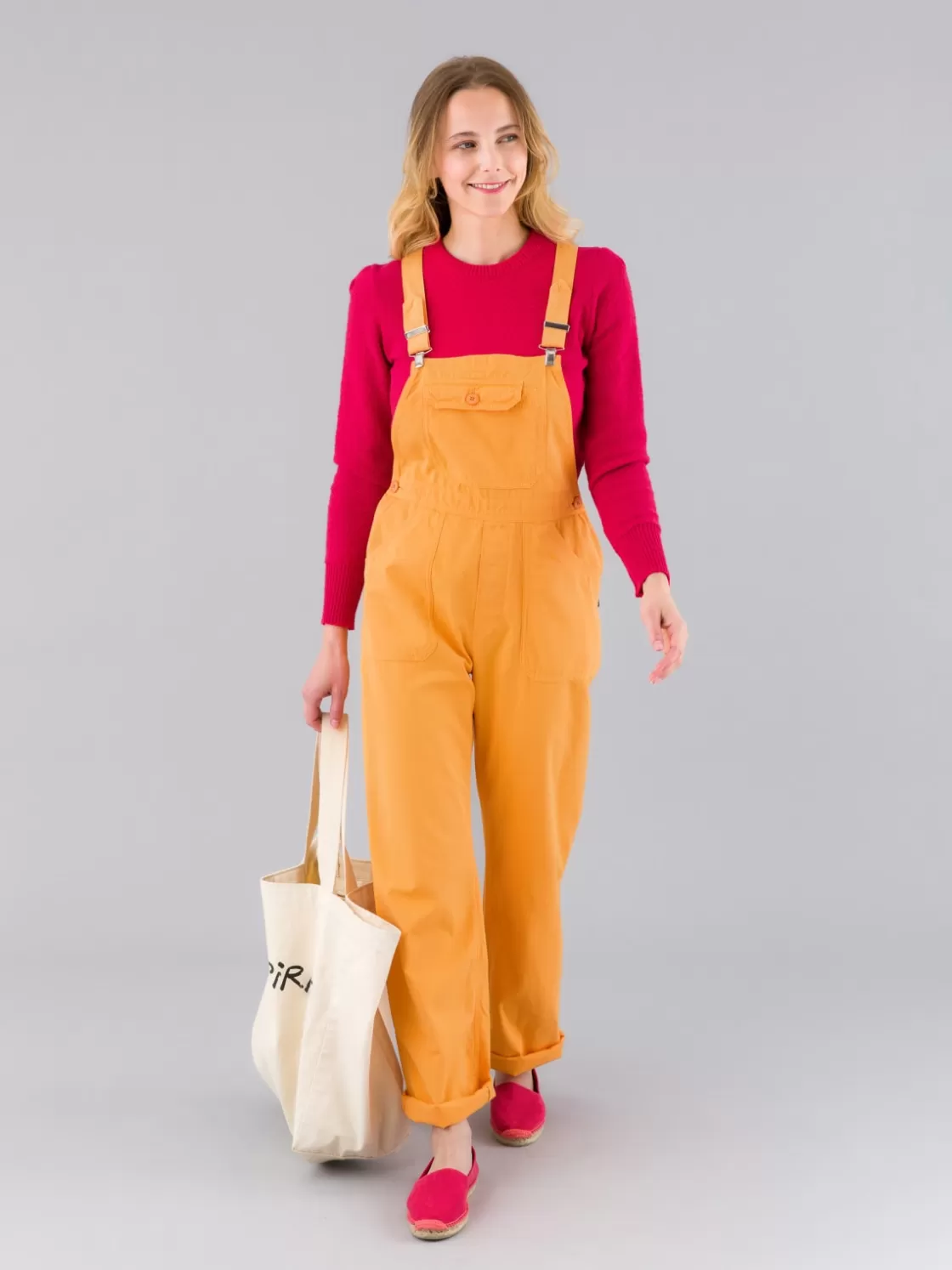 Women agnès b. Jumpsuits | Pants & Jeans<Yellow Cotton Canvas Rue Du Jour Overalls