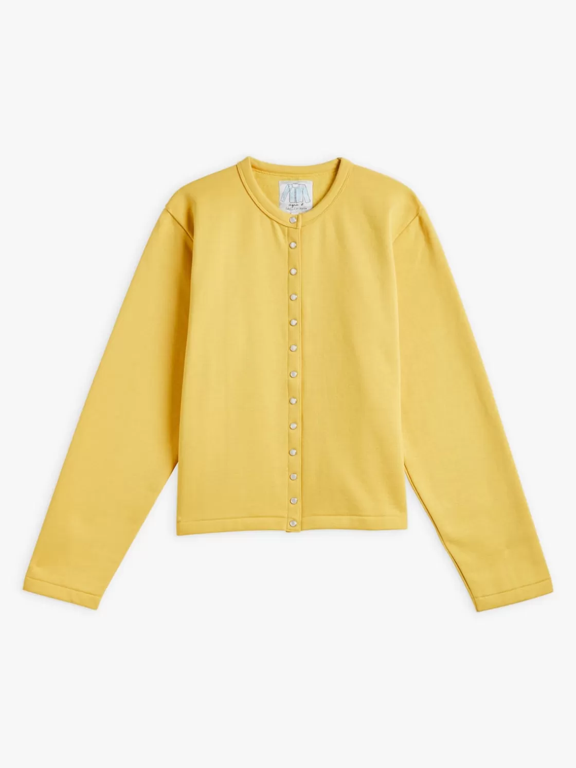 Women agnès b. Cardigans<Yellow Organic Cotton Snap Cardigan